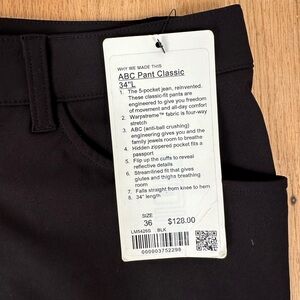 Lululemon ABC Pant Classic - Size 36, 34"L - New with Tags